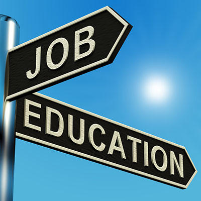 Street sign to Job and Education