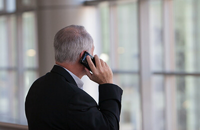 Man in suit on the phone