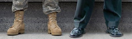 Military boots and work dress shoes