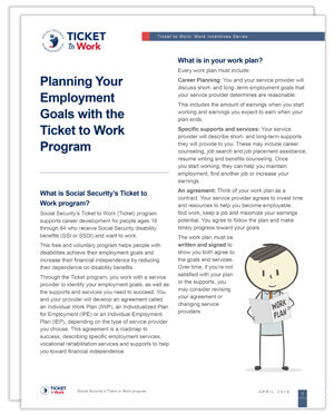 Thumbnail of the Planning Your Employment Goals with the Ticket to Work Program factsheet