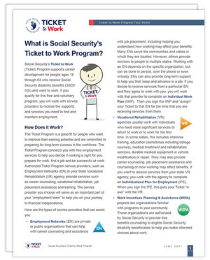 Thumbnail of the What is Social Security's Ticket to Work Program factsheet