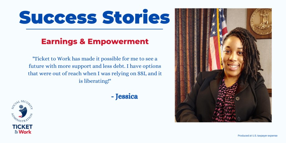 Jessica portrait for Success Story: "I have options that were out of reach when I was relying on SSI, and it is liberating!"