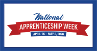 The red, white, and blue National Apprenticeship Week logo that says, “National Apprenticeship Week. April 26 - May 2, 2026. 