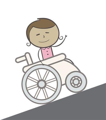cartoon character in a wheelchair